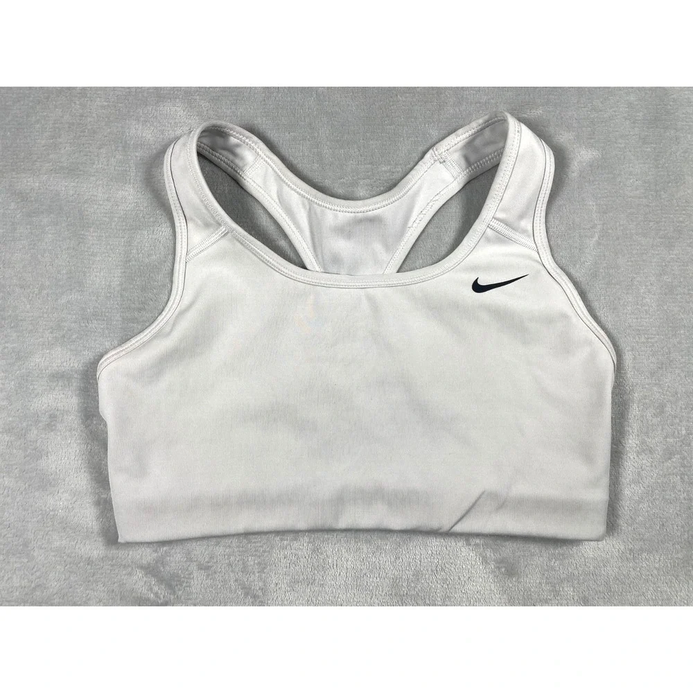 Nike Dri-FIT Sports Bra Women's Medium White Racerback Medium Support Athletic